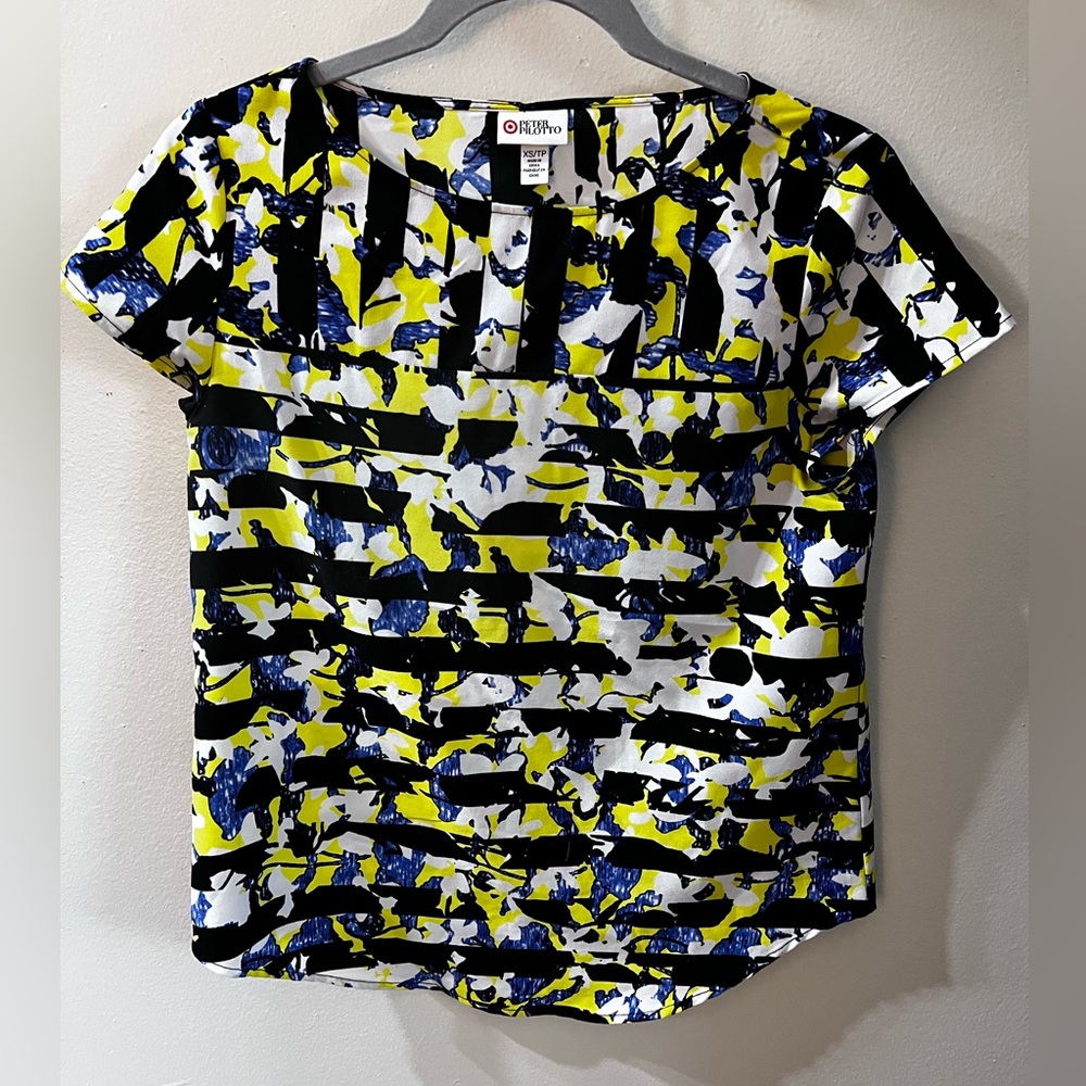 Peter Pilotto Black and Yellow Abstract Top